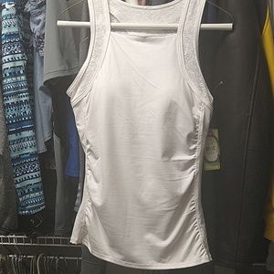 Women's white workout or yoga top shelf bra padded